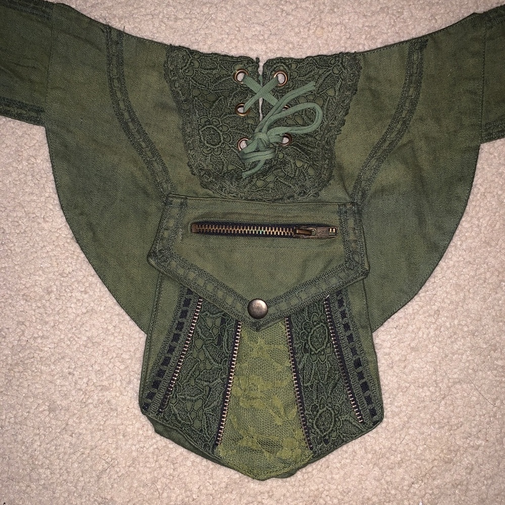 Steampunk Boho Hip Bag waistbelt hippie fanny pack waist purse green NEW